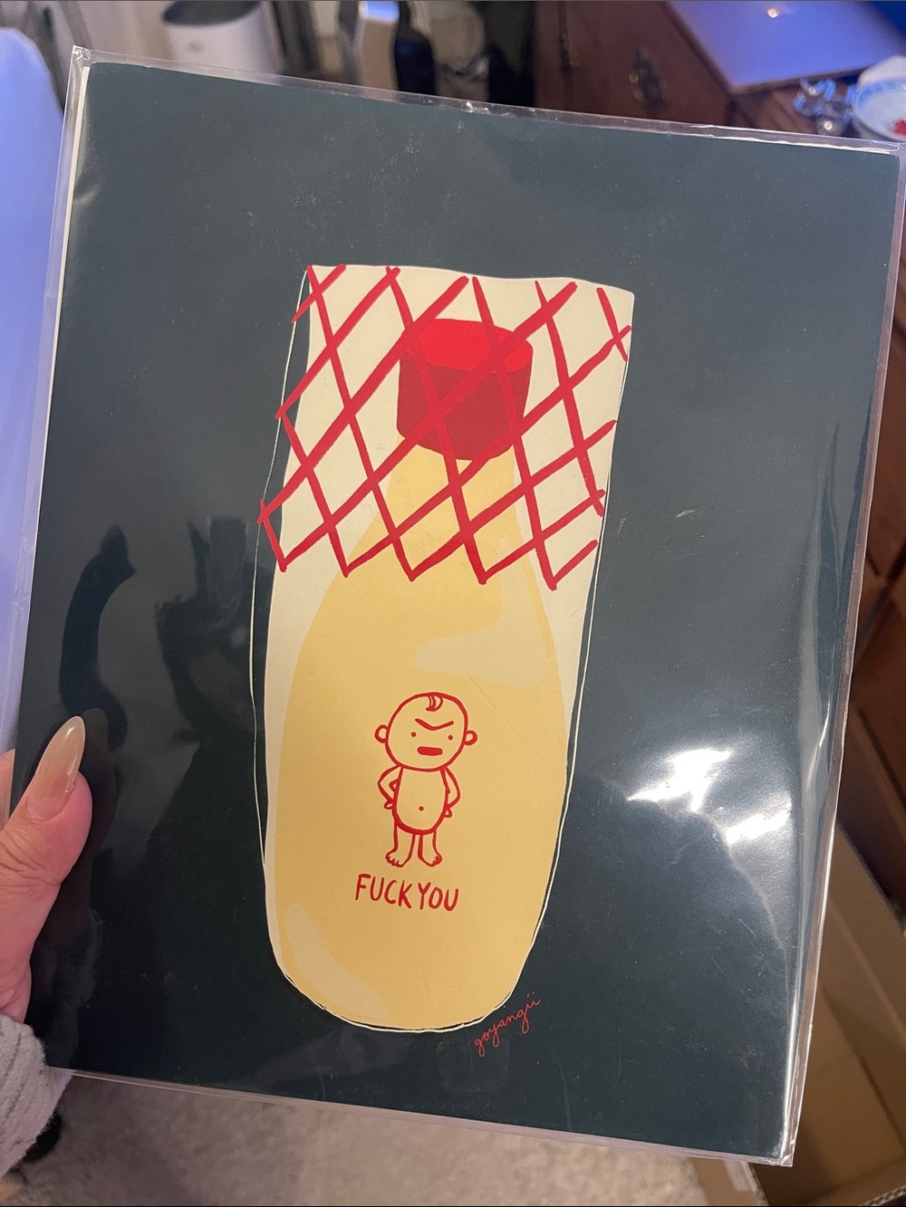 Graphic Art Print with Red & Yellow Illustration